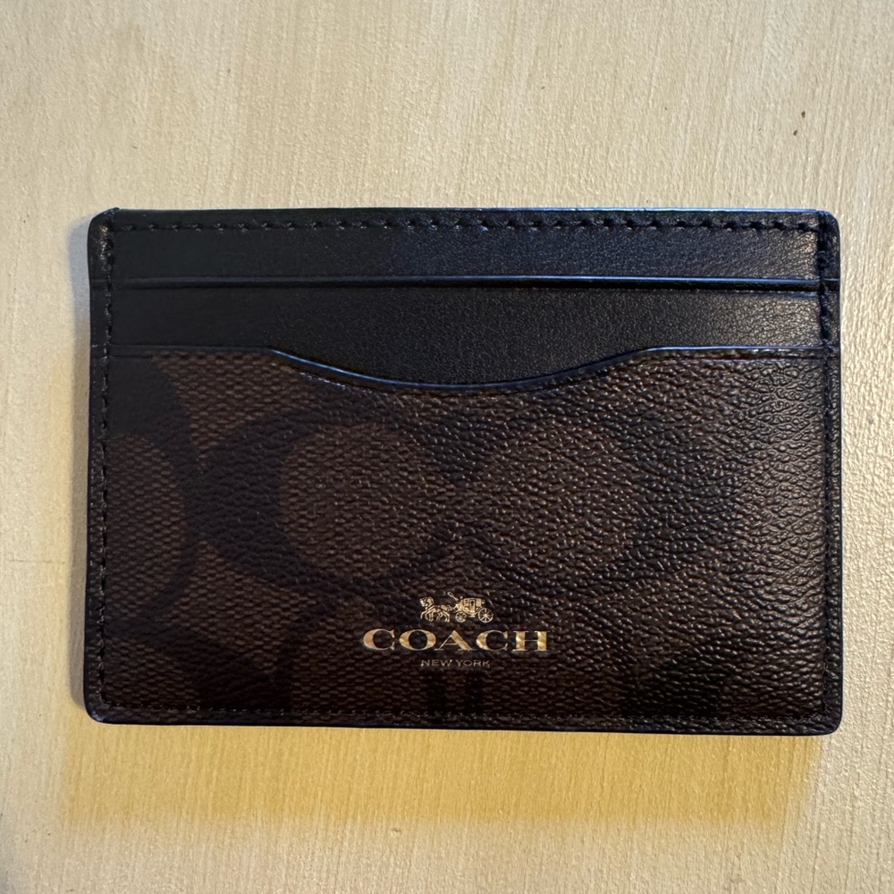 Coach Black/Brown Slim ID Card Case